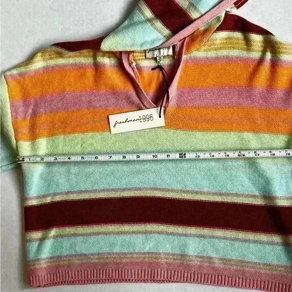 Freshman 1996 Multi-Colored Striped Hoodie Cropped Sweater size Medium NEW - Picture 6 of 8